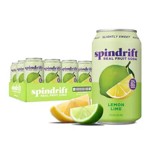 Spindrift Lemon Lime Sparkling Soda Drink, Made with Real Squeezed Fruit, Crisp Citrus Flavor, Refreshing Beverage, 12 Pack Cans