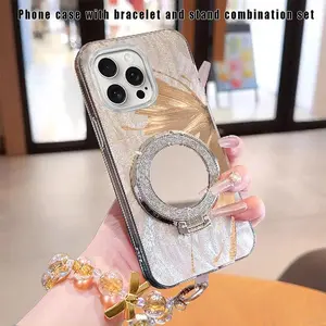 Half Butterfly Bracelet and Bracelet Combination Set phone Suitable For Samsung Galaxy S2 1ULTRA 5G Case is suitable For Galaxy S2 1ULTRA 5G/S22 5G/S22 PLUS 5G/S22 ULTRA 5G with PET Shock proof design perfect for popular