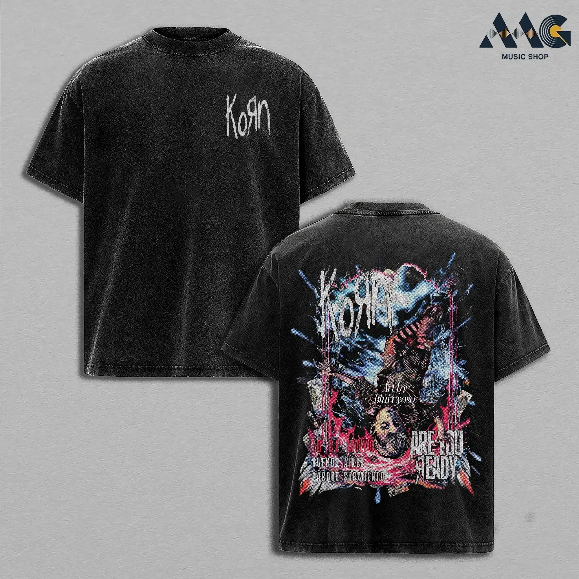 Korn Are You Ready Oversized Graphic Tee Men Vintage Washed Clothes, Heavyweight Cotton Unisex Shirt Good Graphic Tees, Soft Unisex Top for Everyday Wear, Nu Metal Alternative Rock Merch, Trendy T-shirt Top Men's and Women's Clothing