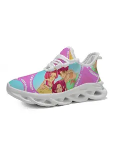 Kpop Style Cartoon Sneakers, Comfortable Breathable Thick Sole Design, All-Season Casual Footwear for Kids
