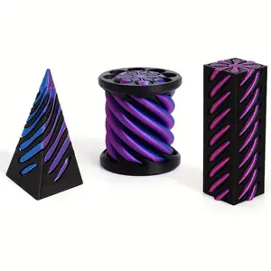 3pcs Impossible Cone Spiral Ornament Set, Durable Plastic Sculpture Desk Decor, Unique Indoor Outdoor Gift for Collectors & Home Office Shelves