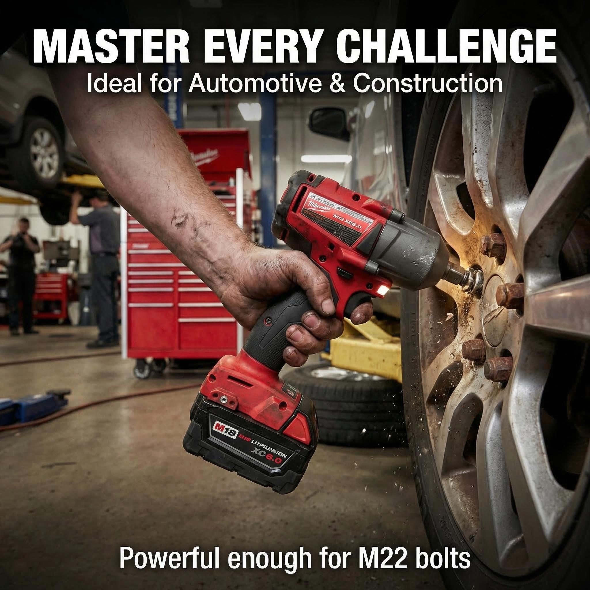 Milwaukee M18 FMTIWF12 18V 1/2 Inch Impact Wrench for Automotive Repair with 900Nm Torque