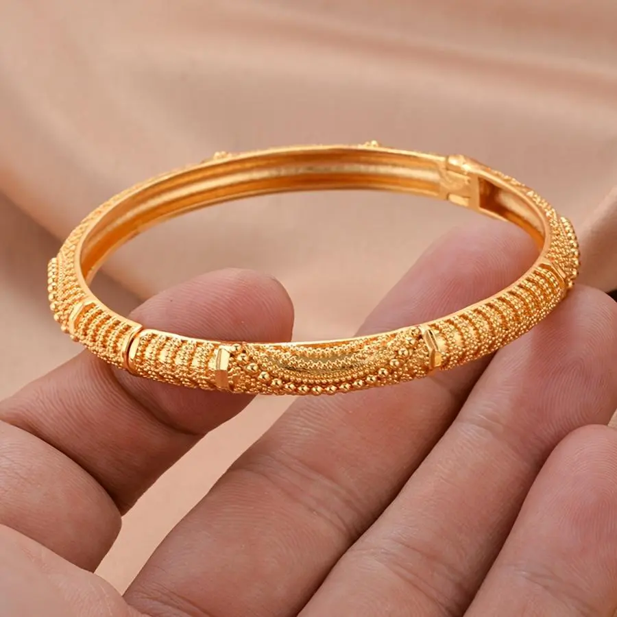 Charm Bracelets for Women, 4pc Gold-Plated Boho Chic Set with Greek Key Pattern, Exquisite Stackable Cuban Link Bangles, Lightweight Wear, Bracelets Bangles, Exquisite Bracelet