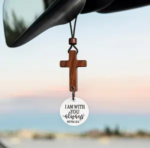Bible Verse Car Rearview Hanging Cross Ornament, Car Rearview Mirror Cross Pendant,Daily Encouragement, Christian Accessories for Vehicle,Spiritual Car Decor, Faithbased Gifts, Decorative Cross Charm, Elegant Religious Ornament
