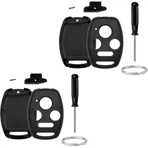 Replacement Key Fob Shell Case Fits for 2003-2012 Honda Accord 2006-2013 Honda Civic EX 2009-2015 Honda Pilot 2005-2006 Honda CR-V (4Buttons 2Black)
