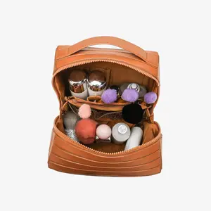 Foldable Waterproof Makeup Bag with Compartments Large Capacity Travel Storage Easy to Carry Durable Fashion Style Zipper Closure Lightweight Organiser Handheld Cosmetic Pouch