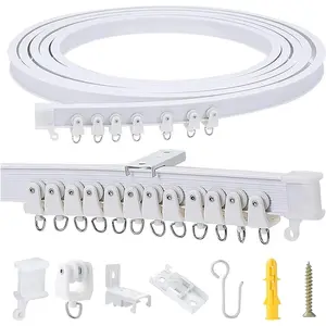 3 Meters (9.8FT) Flexible Bendable Ceiling Curtain Track for Room Divider,Window Treatment,Bay,Shower,Trailer Motorhome,Hospital Curtain Track System-Easy Installation(White)