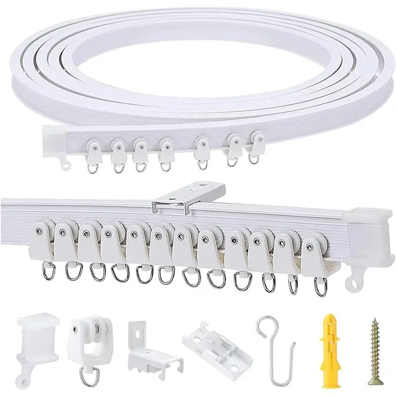 3 Meters (9.8FT) Flexible Bendable Ceiling Curtain Track for Room Divider,Window Treatment,Bay,Shower,Trailer Motorhome,Hospital Curtain Track System-