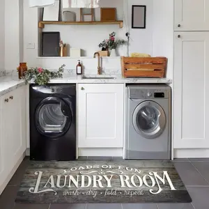 High Quality Non Slip Laundry Room Mat Decorative Comfortable Standing Pad Machine Washable Printed Design for Kitchen Porch Bathroom Hotel Commercial Laundry Home