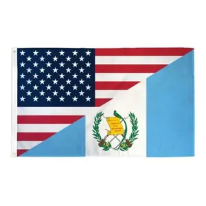 3x5ft USA Guatemala Combined Flag, Christmas Flag for Home Decor, Indoor Outdoor Flag, All Seasons Decor Banners Ornaments Decorations Supplies