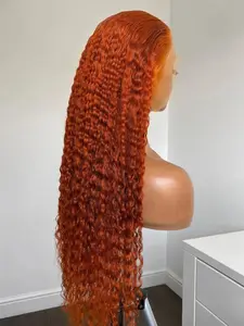 28 Inch Long Orange Kinky Curly Wig for Women, Afro Wigs, Lace Frontal Wigs Without Bangs, Glueless Curly Wig, Synthetic Heat Resistant Fiber Hair Wigs for Party, Daily Use, Premium Synthetic Wigs