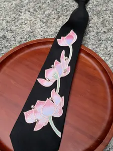 Original Product, Traditional Style Lazy Design, Lotus Embroidery Pearl Tie, Hanfu/new Chinese/daily Commute Accessory