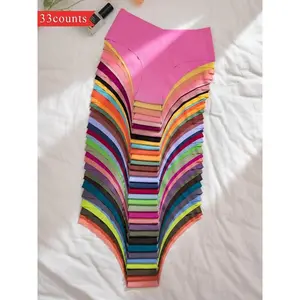 Women's Solid Color / All Over Print Briefs, Soft Comfy Breathable Seamless Panties for Daily Wear, Underwear for All Seasons, Panties Collection, Fashion Breathable Underwear