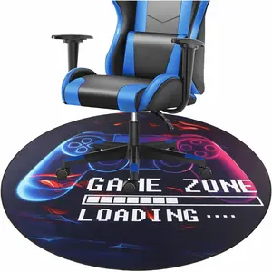 Gaming Chair Mat for Hardwood Floor,Anti-Slip Floor Protector  Controller Rubber Gaming Computer Chair Mat for Gaming Room Home Office Decor (Round 47 inches,Black)