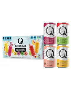 Q Mixers Sparkling Hydration Drink Variety Pack 8PK – Pineapple Passion, Watermelon Lime, Raspberry Lemon, Peach Nectarine – Electrolytes & Vitamins, Mocktail Mixer, 7.5oz Cans