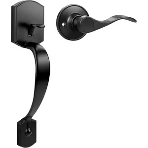 Black Front Door Handle, Door Handle Exterior, Single Cylinder Front Door Handles Only, Matte Black Front Door Handle No Lock