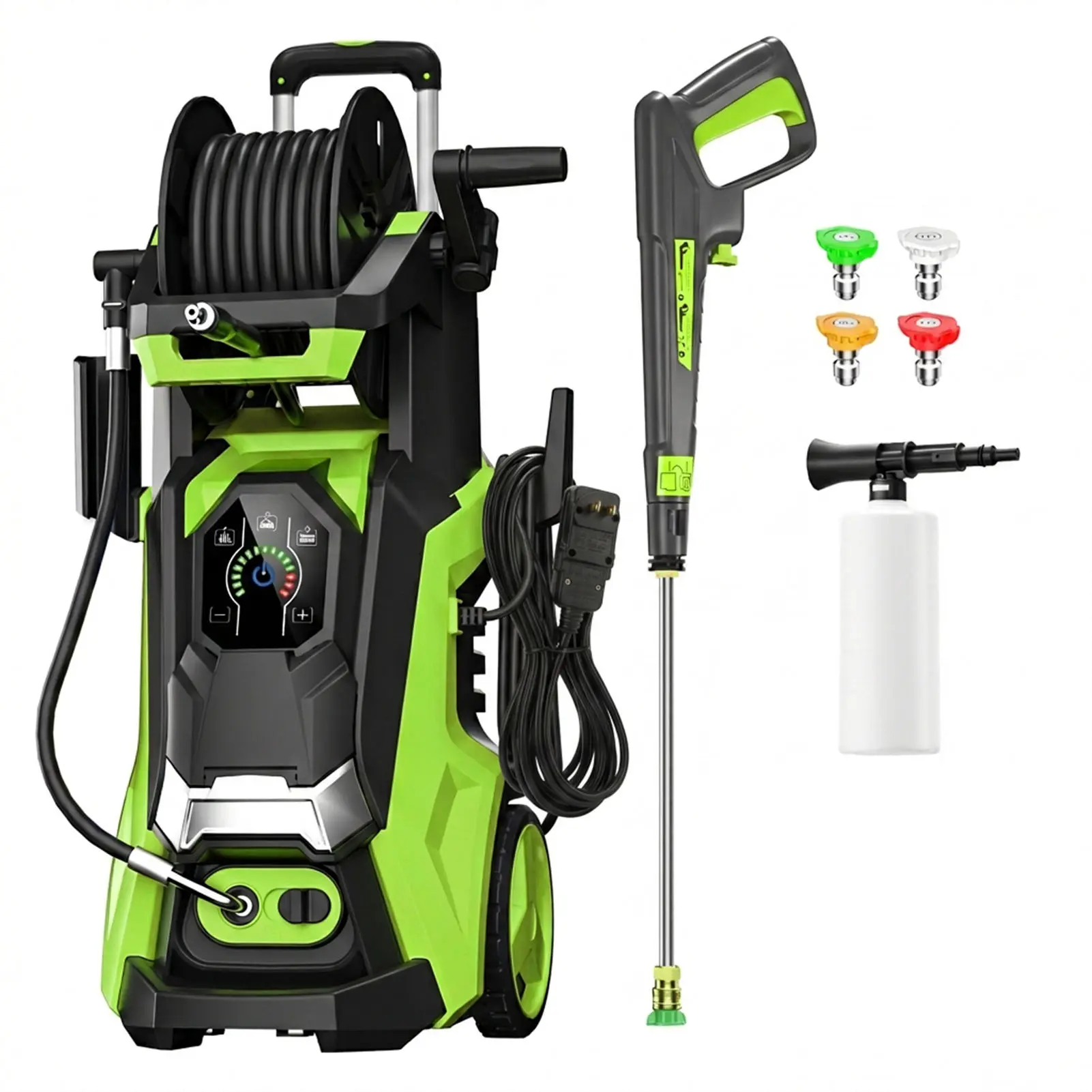 Electric Pressure Washer 5560PSI MAX 3.8GPM, 15 Level Adjustable Touch Screen, Versatile Cleaning Performance, with 4 Adjustable Nozzle, 500ML Soap Tank, Stainless Steel Lance, Automatic Total Stop System for Car Wash, Home, Patio Cleaning