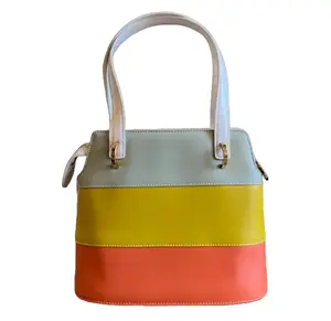 Pre-owned FERRAGAMO leather Tote Bags Blue Green Orange Striped Vintage Tote Bag