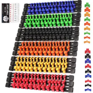 Socket Organizer Set 18-, 1/4-Inch x 96 Clips, 3/8-Inch x 90 Clips, 1/2-Inch x 72 Clips, Socket Organizer for Tool Box Drawer, Drive Socket Trays, Socket Holder Clip Rail