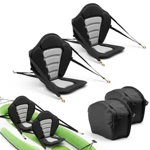 VEVOR Kayak Seat, 2 Pack 0.5" Thick, Universal Paddle Board Seat with Back Support, Sit-on-Top Soft Padded Cushion with Storage Bag & Adjustable Straps for SUP, Canoe, Fishing Boat, Inflatable Kayak