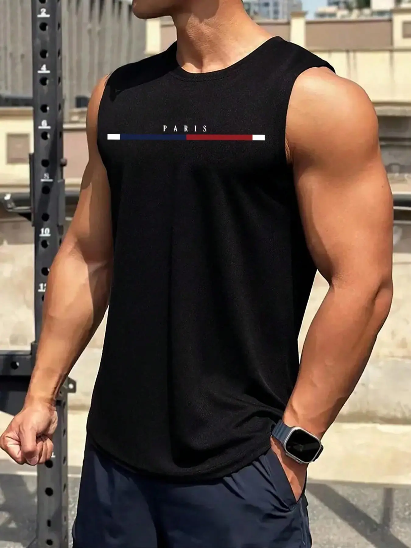 Men's Letter Print Tank Top, Casual Regular Fit Sleeveless Round Neck Top for Summer, Tank Tops Workout, Fashion Men's Clothes for Daily Wear Workout Tanks