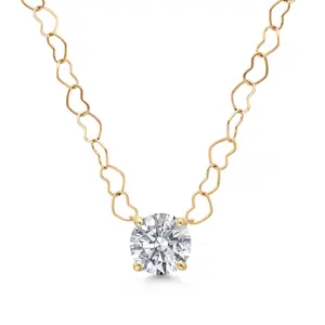 Gem Stone King 1.50 Cttw 14K Yellow Gold IGI Certified Lab Grown Diamond Pendant Necklace | F-G Color | VS1 Clarity | With 18 Inch 14K Gold Heart Link Chain