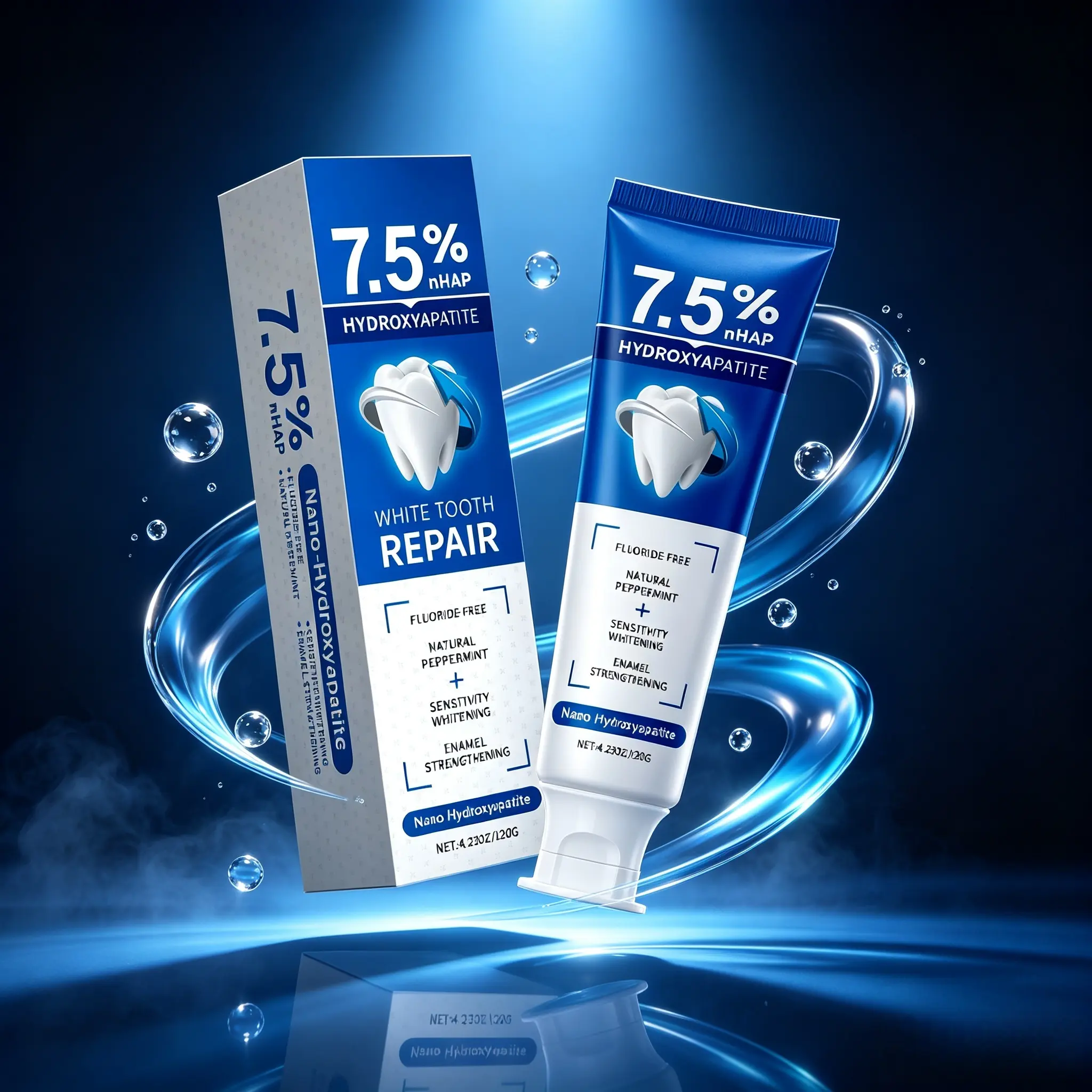 Hydroxyapatite Toothpaste for Enamel Repair, Fluoride-Free, Refreshing Flavor, Gentle Formula for Sensitive Teeth Care, 4.23oz
