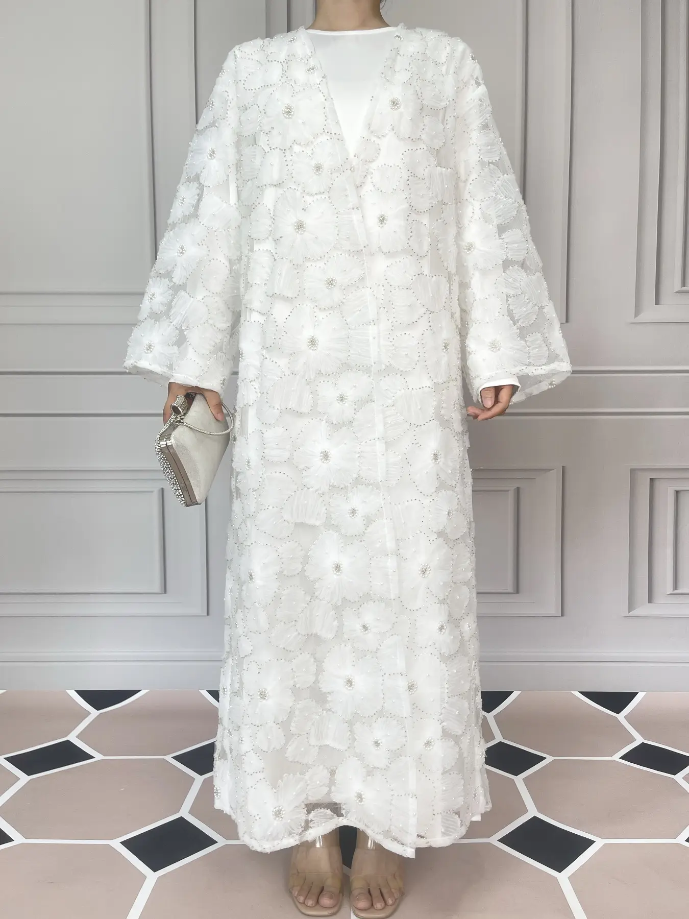 Women's Elegant Mesh Floral Beaded abaya & Dress Set for Spring & Fall, Msl881 Collection - TikTok Shop Women's Elegant Mesh Floral Beaded abaya & Dress Set for Spring & Fall, Msl881 Collection - TikTok Shop