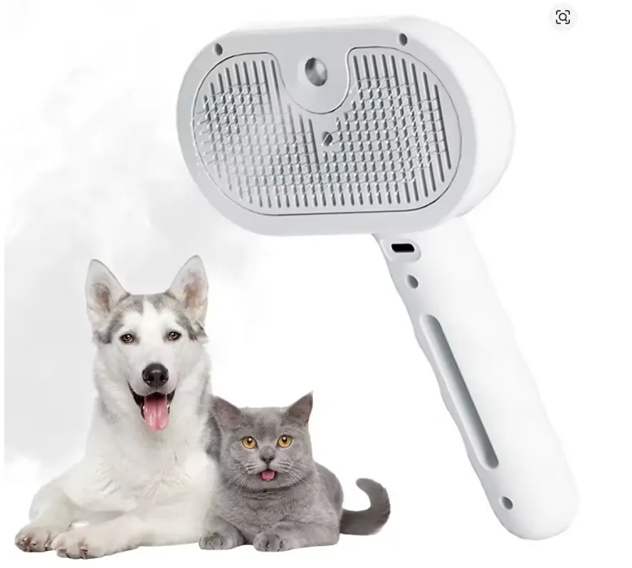 3-in-1 Easy Grooming Brushes for Dogs & Cats - Hair Remover, Steam Spray Tool, Water Mist Humidifier (White, Pink, Green), Hair Tools, Removes Floating Hair