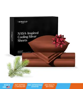 Thermoregulating Bed Sheets –Terracotta, King– 4 Piece Gift Silver Infused, 300-Thread-Count Eucalyptus Lyocell Fabric For Sensitive Skin