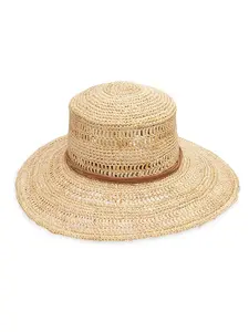 Crocheted Raffia Boater Hat