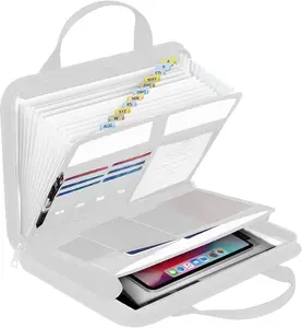 Fireproof File Folder with Handle, Large Capacity A4 File Storage Zip Bag, Test Paper Folder, Files Organizer, Data Paper Double Sided Storage Bag, Paper Organizers, Office Supplies, Gift Idea, Zip Pouch, Black Document Organizer, Office Accessories