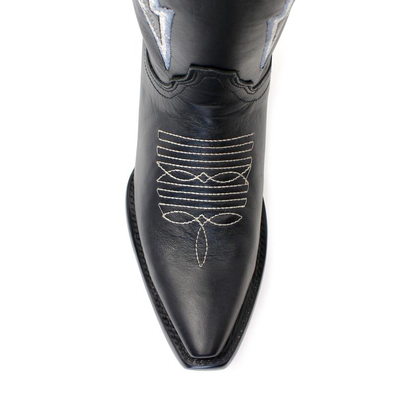 Ranchers Women's Leather Knee-High Wide Calf Cowboy Boots - Black