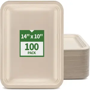 14 in Extra Large Disposable Food Trays for Crawfish, Crab, Lobster, BBQ-Disposable Serving Trays for Seafood Boil, Crab Boil Party Supplies