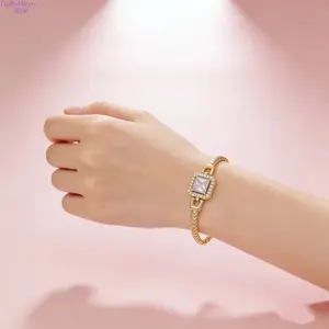 Dainty 14K Gold Plated Herringbone Bracelet With Sparkling Square CZ Stones Minimalist Luxury Wrist Jewelry Elegant Accessories For Women Bridal Wear Birthday And Anniversary Gifts