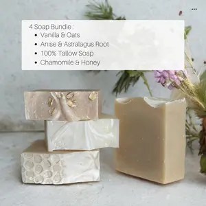 Tallow Soap- No added scents- Infused Herbal Soaps