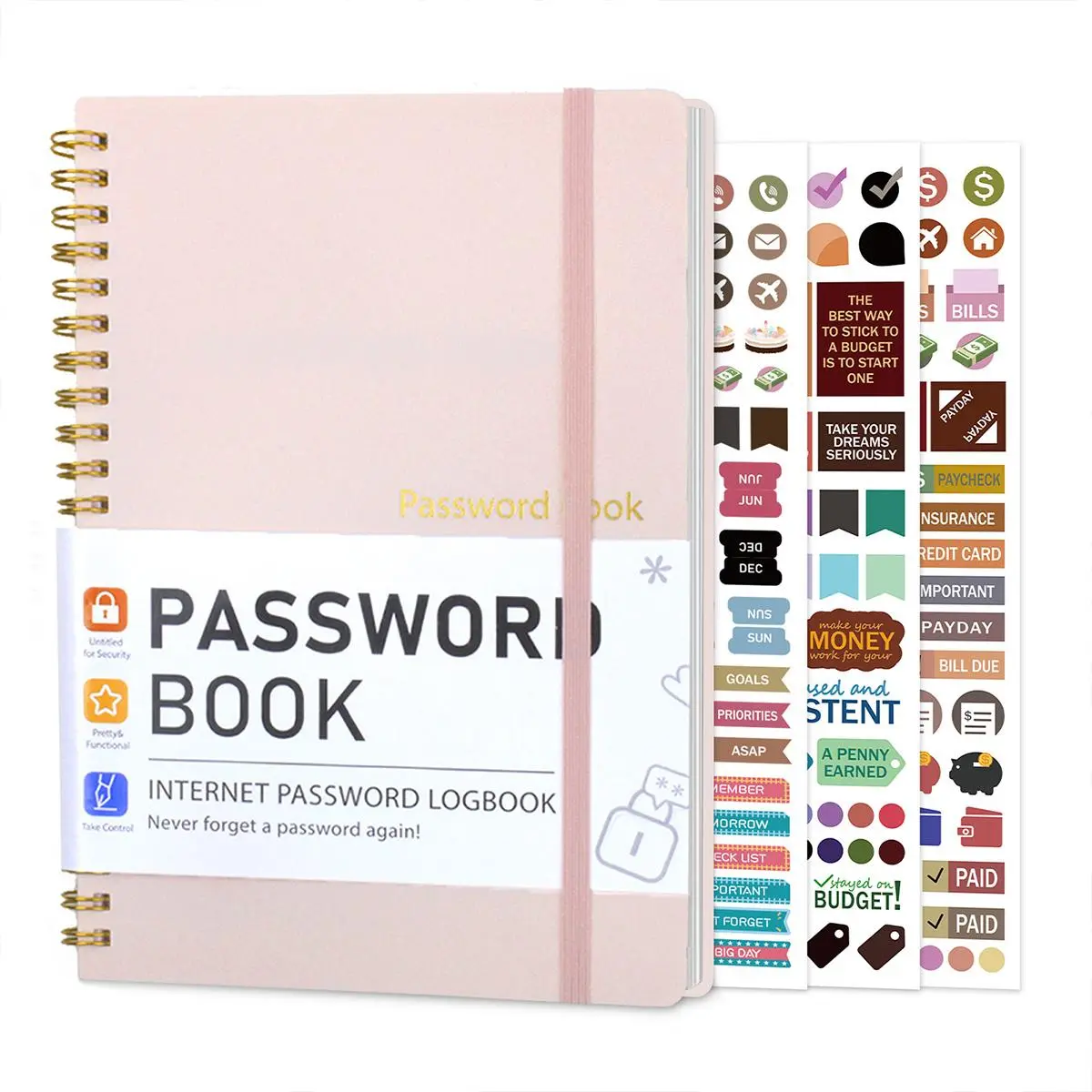 Password Keeper Book, 1 Count A5 Password Books for Seniors, Password Notebook for Internet Website Address Log in Detail, Spiral Bound Notebook Journal