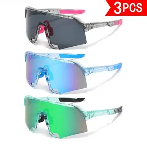 Unisex 3-Pack Oversized Bold Frame Polarized Glasses, Anti-Glare UV400 Resin Lens Sunglasses, Lightweight Comfortable Trendy Colorful Sports Eyewear for Beach Days, Driving