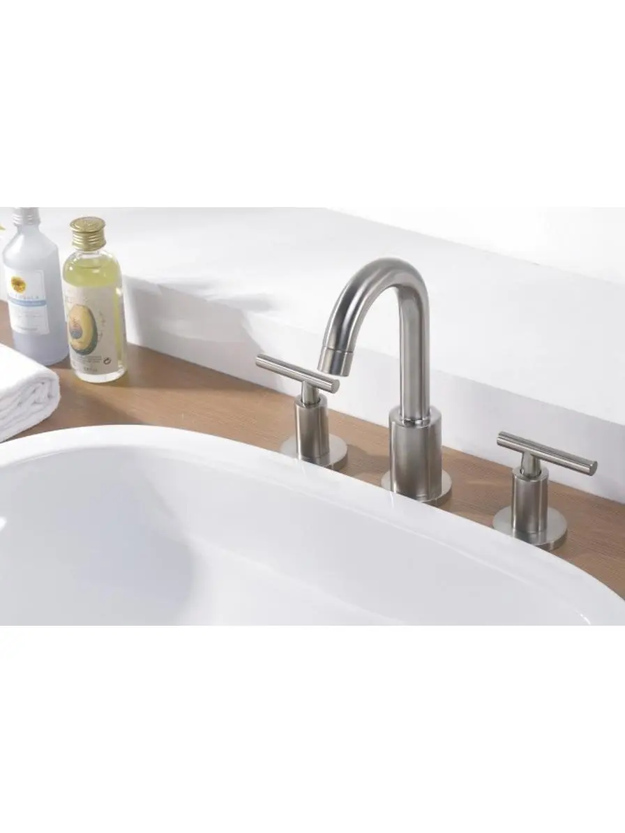 Dawn 3-Hole Widespread Countertop Faucet - Brushed Nickel Lavatory Bathroom Sink Taps with Lever Handles, Model AB16 1513BN, Countertop Faucet Bathroom Sink Taps