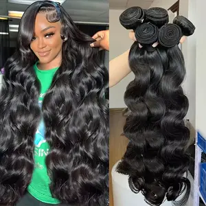 2025 NEW Wholesale [Virgin Brazilian Hair Extensions] Virgin Brazilian Hair Extensions - Natural Black Body Wave Bundles - 12-40 Inch, 1/3 Bundles