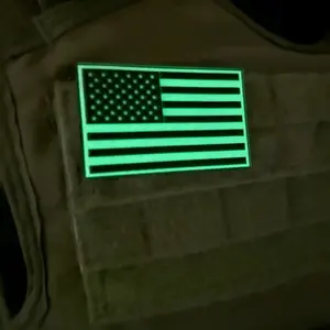 Glow in the Dark - PVC US Flag Patch with Hook Back