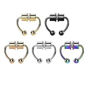 Magnetic Clip On Fake Non Piercing Septum Horseshoe Circular Barbell