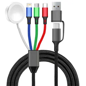 240w 3-In-1 Wireless Charger Cable, Multiple USB Ports, C-Type Mini Electronic Charging Line, Compatible with iPhone 14/13/12, Xiaomi, Apple Watch, Devices