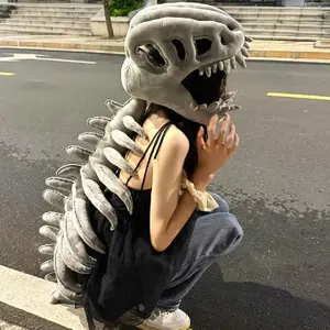 Skeleton Plush Dinosaur Head Hats, Creative Animal Cosplay Toy Hats for Children, Sourced from China Dinosaur Park
