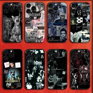 Band D-Deftones Phone Case For iPhone 17 Pro Max Air,16,15,14,13,12,11,Mini,Pro,MAX & Samsung Galaxy S26 S25 Ultra S24 S23 S22 S21 Plus Gray Matte Silicone Black Cover