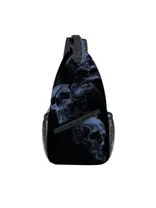 Halloween Gifts - Halloween Skull Pattern Full Printed Breast Bag Zipper Casual Bum Bag