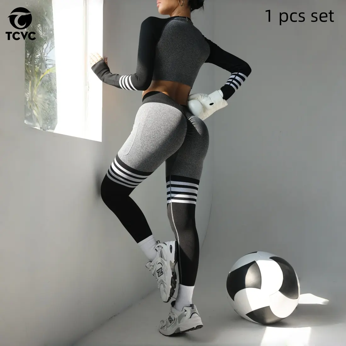 TCVC  Basic Solid Long Sleeve Square Neck Sports Jumpsuit for Yoga Gym Workout Women Tummy Control Indoor Outdoor Clothing Knitting,control leggings,winter jacket,,winter clothes for women ，Winter&Christmas,fitness gym wear， Stylish Activewear