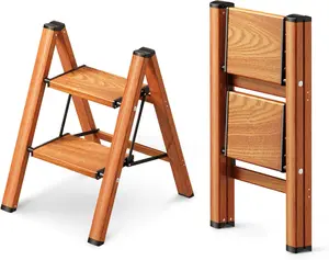 2 Step Ladder, Folding Step Stool with Anti-Slip Wide Pedal, Aluminum Material Lightweight Yet Sturdy, 300 Lbs Load, Cute Modern Apperance for Indoor Household Spaces