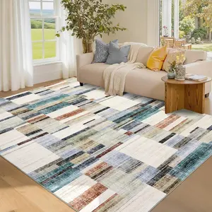 Garvee 5x7 Area Rug Washable Non Slip Bedroom Rug Modern Geometric Rugs for Living Room Soft Non Shedding Area Rug for Nursery Stain Resistant Rug for Dining Room Office Classroom Multi Color