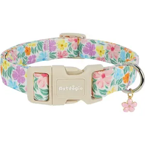 Adjustable Puppy Collars for Small Medium Large Dogs, Cotton Collar with Colorful Flowers for Spring Summer, Cute Girl Boy Collar Ideal for Gifts, Pet Accessory, S